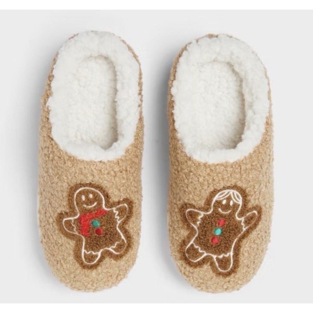 Christmas Holiday Slipper Kids Sz 2/3 Gingerbread Scuff Slippers NWT Wondershop - Picture 2 of 6